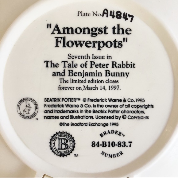 Amongst the Flowerpots 3D Peter Rabbit Musical Plate LNC - Picture 7 of 7